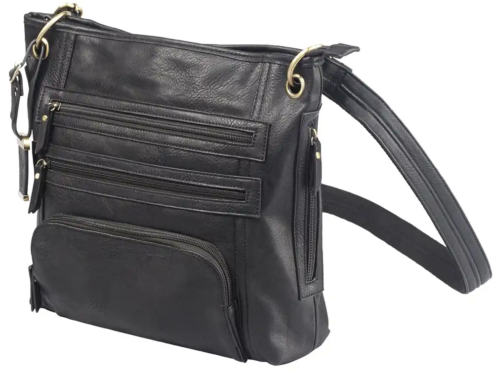 Bulldog Cross Body Purse w/Holster Black Leather Most Sm Pistols & Revolvers Ambidextrous Hand