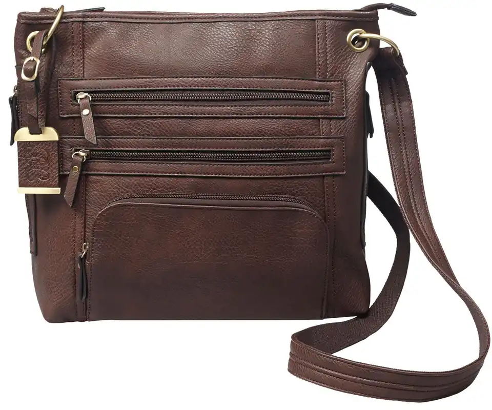 Bulldog Cross Body Purse w/Holster Brown Leather Most Sm Pistols & Revolvers Ambidextrous Hand