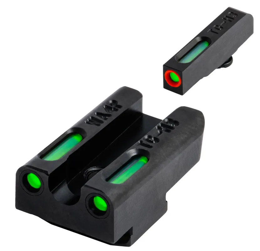 TruGlo TFX Pro Square Tritium/Fiber Optic Green with Orange Outline Front/U-Notch Green Rear with Nitride Fortress Finished Frame for Walther PPS M2