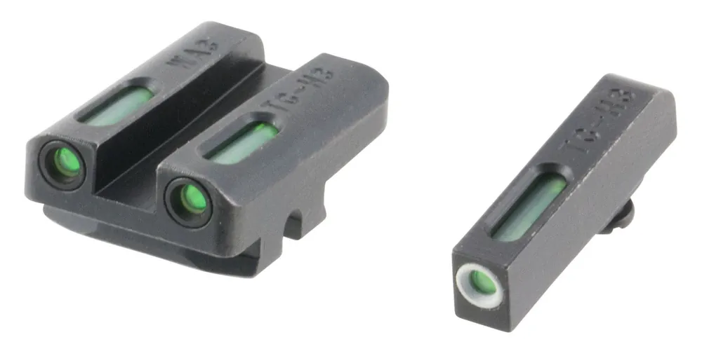 TruGlo TFX Pro Square Tritium/Fiber Optic Green with White Outline Front/U-Notch Green Rear with Nitride Fortress Finished Frame for Walther CCP