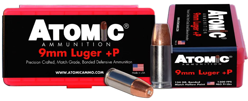 Atomic Pistol 9mm Luger +P 124 Gr. Bonded Match Hollow Point 20/Box