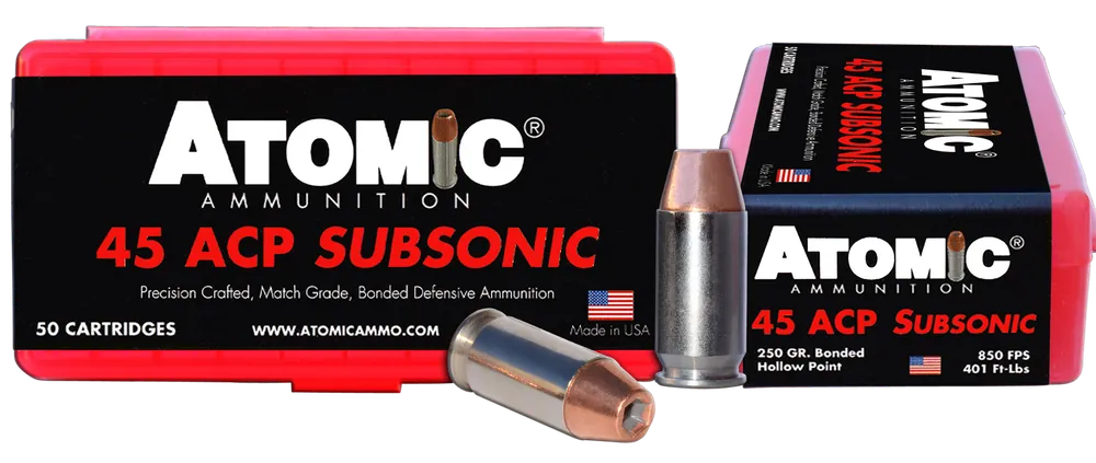Atomic Pistol Subsonic 45 ACP 250 Gr Bonded Match Hollow Point 50/Box