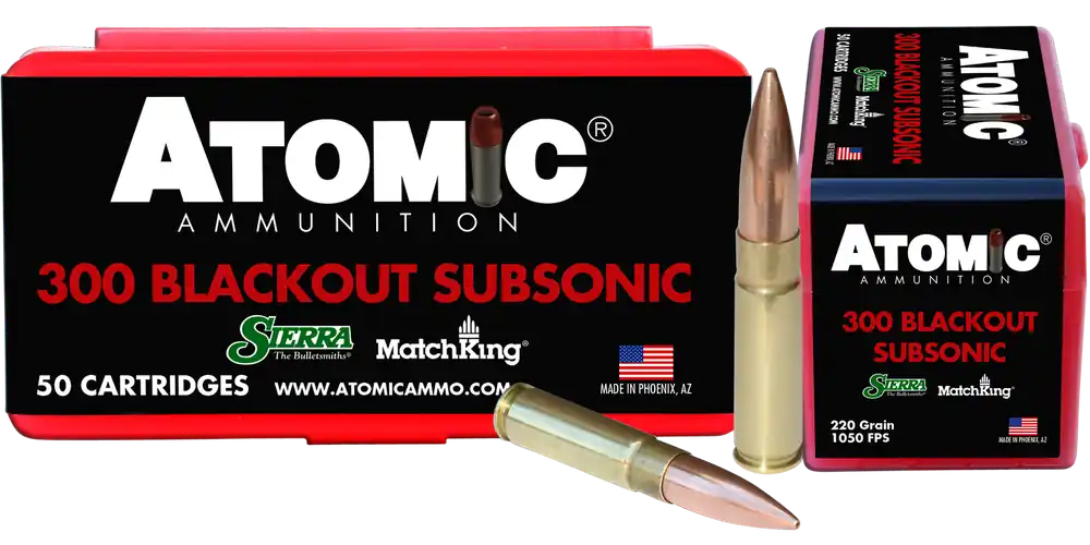 Atomic Rifle Subsonic 300 Blackout 220 Gr Hollow Point Boat-Tail (HPBT) 50/Box