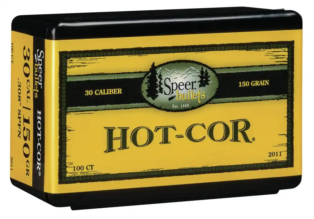 Speer Hot-Cor 30 Cal .308 150 gr Soft Point Flat Nose (SPFN) 100 Per Box