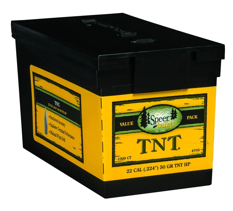 Speer Bullets TNT Varmint 22 Caliber .224 50 gr Hollow Point Value Pack 1000 Box