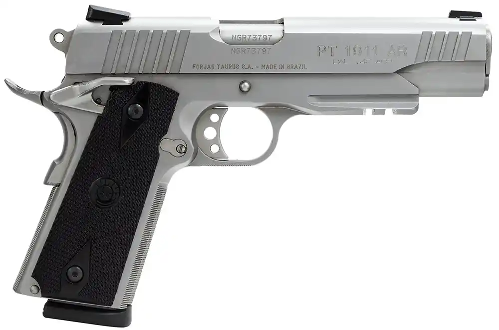 Taurus 1911 .45ACP 8+1 5" SS Barrel/Slide/Frame Novak Drift Adj Sights Ambi Thumb Safety Black Polymer Grips SAO 1191109SS1