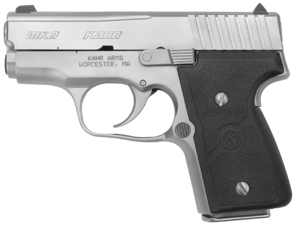 Kahr Arms MK9 9mm 6+1 3" SS Barrel SS Slide/Frame Drift Adj Sights Textured Wraparound Grip DAO 3 Mags CA Compliant M9093A