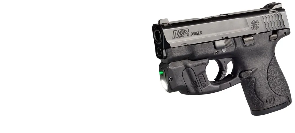 LaserMax Centerfire Laser/Light Combo 5mW Green Laser with 650nM Wavelength & GripSense, 100 Lumens White LED Light Black Finish for 9mm Luger & 40 S&W S&W M&P Shield, M&P Shield M2.0
