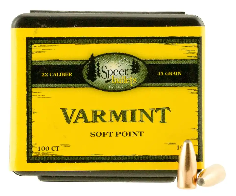 Speer Varmint .22 Cal .224 45 gr Jacketed Soft Point (JSP) 100 Per Box