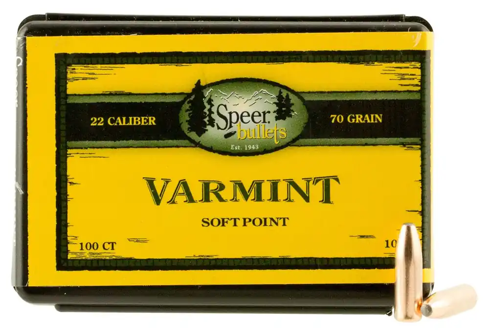 Speer Varmint .22 Cal .224 70 gr Jacketed Soft Point (JSP) 100 Per Box