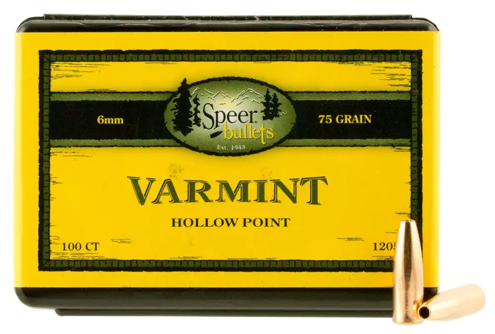 Speer Varmint 6mm .243 75 gr Jacketed Hollow Point (JHP) 100 Per Box