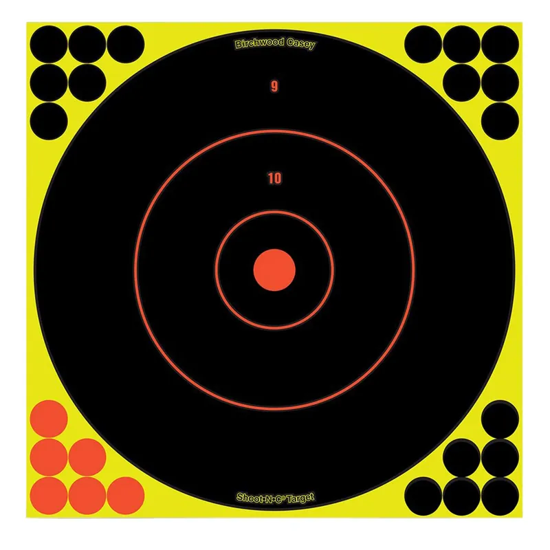 Birchwood Casey Shoot-N-C Self-Adhesive Paper Muzzleloader/Shotgun Black/Yellow 200+ yds 12" Bullseye Includes Pasters 12 PK