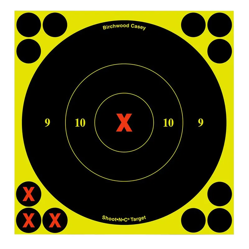 Birchwood Casey Shoot-N-C Self-Adhesive Paper Air Rifle/Centerfire Rifle/Rimfire Rifle Black/Yellow 6" X-Bullseye Includes Pasters 60 Per Pkg