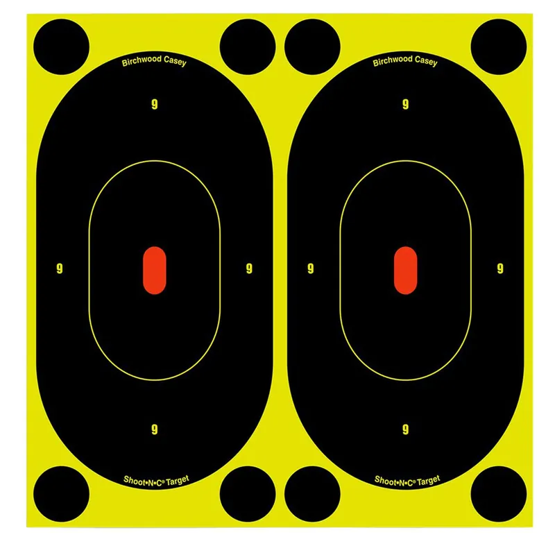 Birchwood Casey Shoot-N-C Self-Adhesive Paper Handgun Black/Yellow Silhouette Includes Pasters 60 Per Pkg