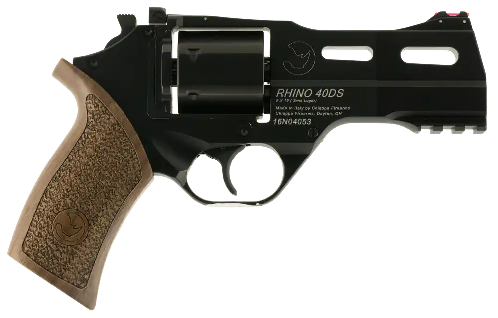 Chiappa Firearms 340165 Rhino 40DS 9mm Luger 6rd 4" Blued Cylinder Black Steel Barrel Black Anodized Aluminum Frame with Walnut Grip