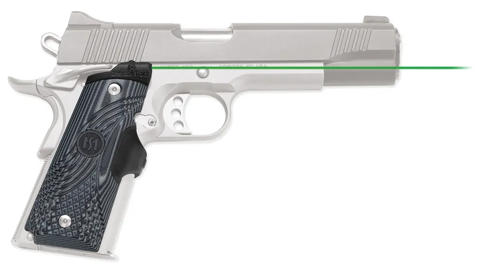 Crimson Trace Lasergrips Master Series 5mW Green Laser with 532nM Wavelength & 50 ft Range Black & Gray G10 for 1911 Full Size