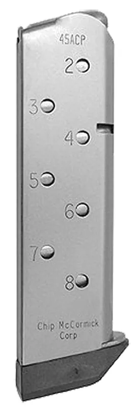 CMC Products Match Grade Stainless Steel with Black Base Pad Detachable 8rd 45 ACP for 1911 Government
