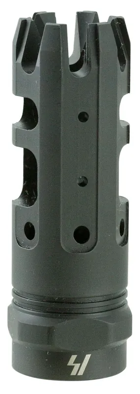 Strike Industries King Comp Black Steel with 5/8"-24 tpi Threads, 2.62" OAL & 0.87" Diameter for 308 Win, 7.62x51mm NATO AR-Platform