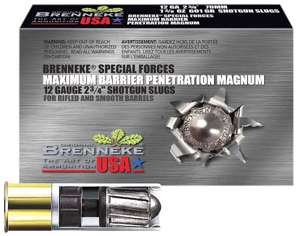 Brenneke Special Forces Maximum Barrier Penetration Magnum Shotgun Slug 12ga 2-3/4" 1-3/8 oz Lead Slug 5 Shells Per Box