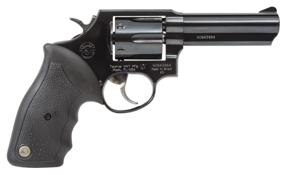Taurus 2-650041 65 38 Special +P or 357 Mag Caliber with 4" Barrel, 6rd Capacity Cylinder, Overall Matte Black Oxide Finish Steel, Finger Grooved Black Rubber Grip & Fixed Sights