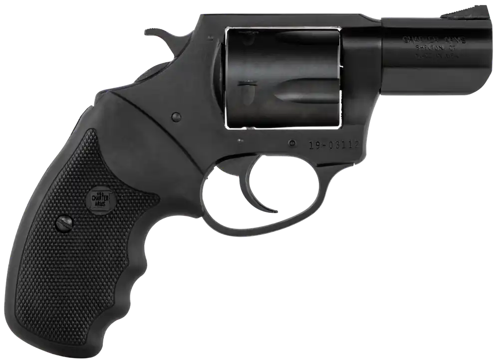 Charter Arms 63520 Mag Pug 357 Mag Caliber with 2.20" Barrel, 5rd Capacity Cylinder, Overall Black Nitride+ Finish Stainless Steel & Finger Grooved Black Rubber Grip