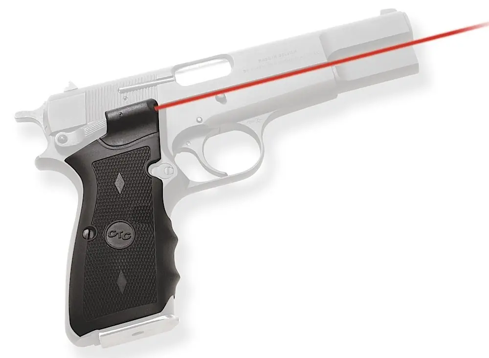 Crimson Trace Lasergrips 5mW Red Laser with 633nM Wavelength & 50 ft Range Black Finish for Browning Hi-Power