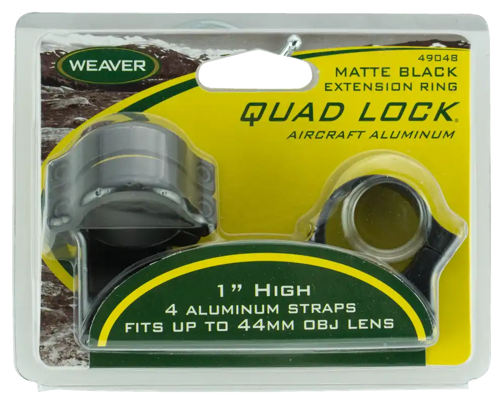 Weaver Mounts 49048 Quad Lock Scope Ring Set QD Extended For Rifle High 1" Tube Matte Black Aluminum
