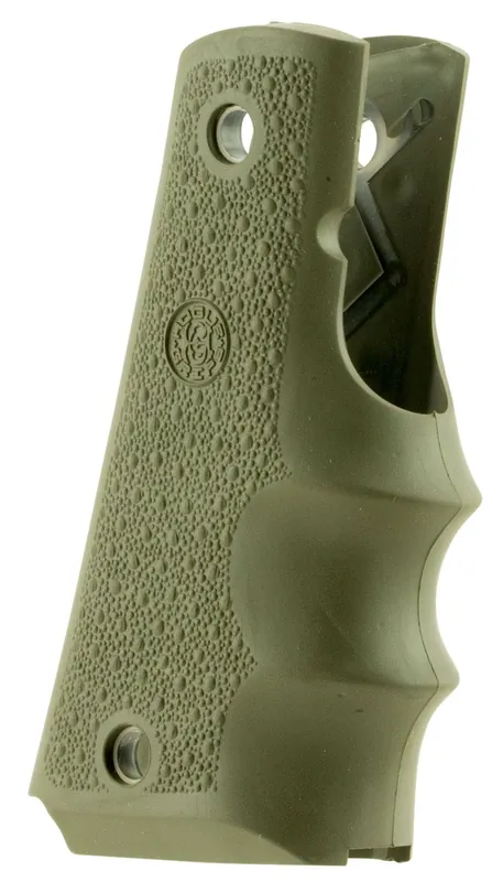 Hogue OverMolded Grip Cobblestone OD Green Rubber with Finger Grooves for 1911 Government