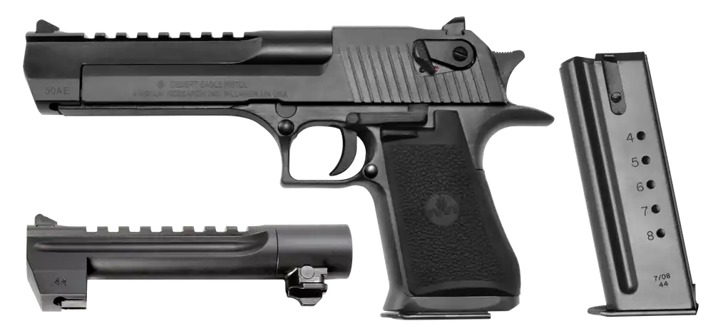 Magnum Research Desert Eagle Mark XIX Conversion Combo .44RemMag/.50AE 7+1/ 8+1 6" Black Carbon Steel 3-Dot SAO Black DE50WB6