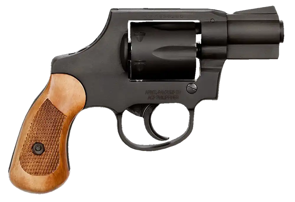 Rock Island 51280 M206 38 Special Caliber with 2" Barrel, 6rd Capacity Cylinder, Overall Black Parkerized Finish Steel, Spurless Frame & Checkered Wood Grip