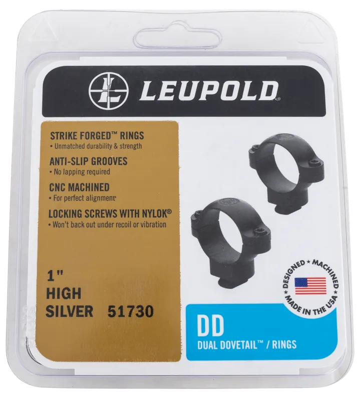 Leupold 51730 Dual Dovetail Scope Ring Set High 1" Tube Silver Steel