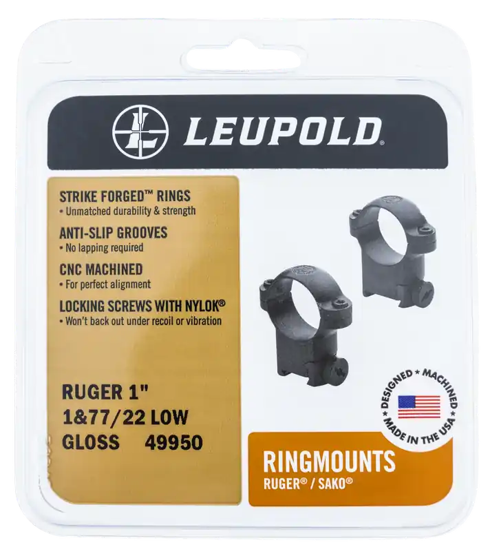 Leupold 52306 Ringmounts Scope Ring Set Extended Ruger 1, 77/22 Medium 1" Tube Matte Black Steel
