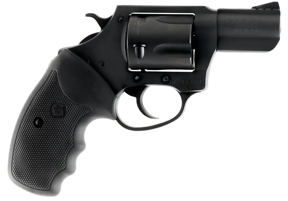 Charter Arms 13520 Mag Pug 357 Mag Caliber with 2.20" Barrel, 5rd Capacity Cylinder, Overall Black Finish Stainless Steel & Finger Grooved Black Rubber Grip