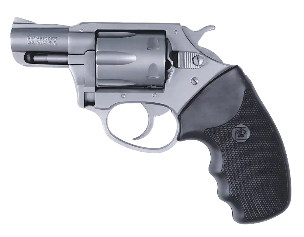 Charter Arms 72324 Pathfinder 22 WMR Caliber with 2" Stainless Finish Barrel, 6rd Capacity Stainless Finish Cylinder, Anodized Finish Aluminum Frame & Finger Grooved Black Rubber Grip
