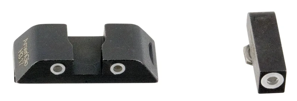AmeriGlo Classic 3-Dot Night Sight Set Tritium Green with White Outline Front, Green with White Outline Rear Black Frame for Most Glock Gen1-4