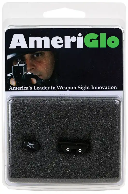 AmeriGlo Classic 3-Dot Night Sight Set Tritium Green with White Outline Front, Yellow with White Outline Rear Black Frame for Glock 20,21,29,30,31,32,36,40,41Gen1-5