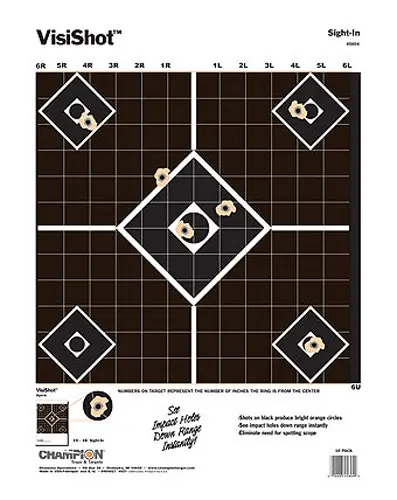 Champion Targets VisiShot Sight-In 5-Diamond Paper Hanging Pistol/Rifle 13" x 18" Black/White 10 Pk.
