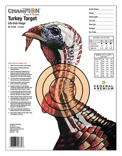 Champion Targets LifeSize Turkey Paper Hanging Pistol/Rifle 14" x 18" Multi-Color 12 PK