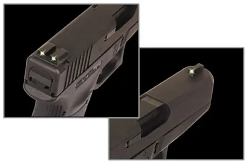 TruGlo Tritium Night Sights Square Green Front/U-Notch Green Rear with Nitride Fortress Finished Frame for Springfield XD, XD-M, XD-S, XD-E