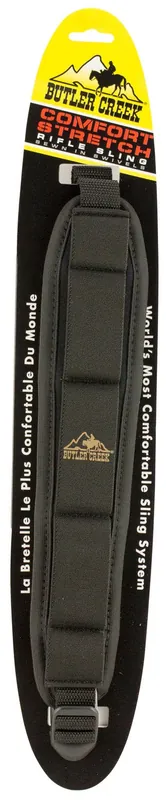 Butler Creek Comfort Stretch Sling made of Black Neoprene with Non-Slip Grippers, Adjustable Design & QD Swivels for Rifles