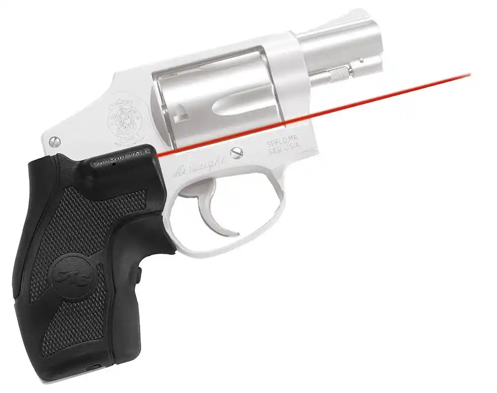 Crimson Trace Lasergrips 5mW Red Laser with 633nM Wavelength & Black Finish for Compact Round Butt S&W J Frame
