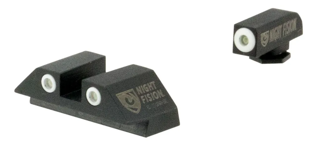Night Fision Perfect Dot Night Sight Set, Tritium Green, White Outline Front, Green Rear, Fits Glock