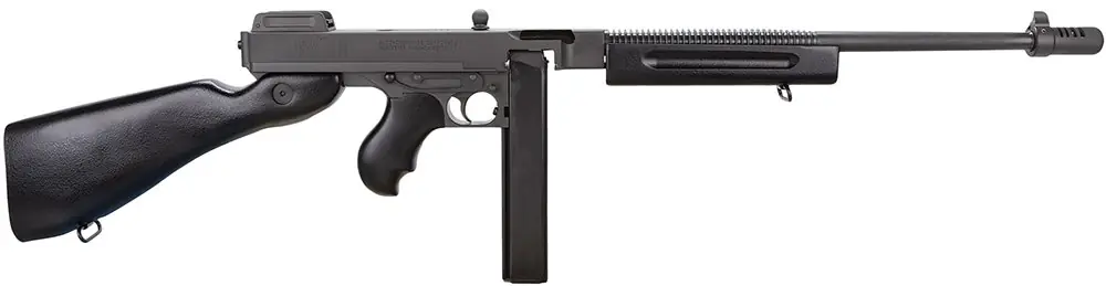 Thompson 1927A-1 Commando Carbine 45 ACP Caliber Rifle with 16.50" Barrel, 20+1 Capacity (Stick), Black Parkerized Metal Finish, American Walnut Stock Right Hand T1C