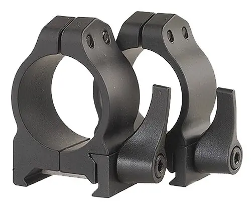Warne Maxima Vertical Ring Set Quick Detach For Rifle Maxima/Weaver/Picatinny Low 1" Tube Matte Black Steel