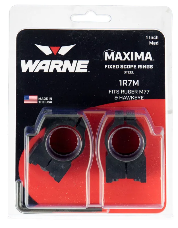 Warne Maxima Grooved Receiver Ring Set Fixed For Rifle Tikka Dovetail High 1" Tube Matte Black Steel