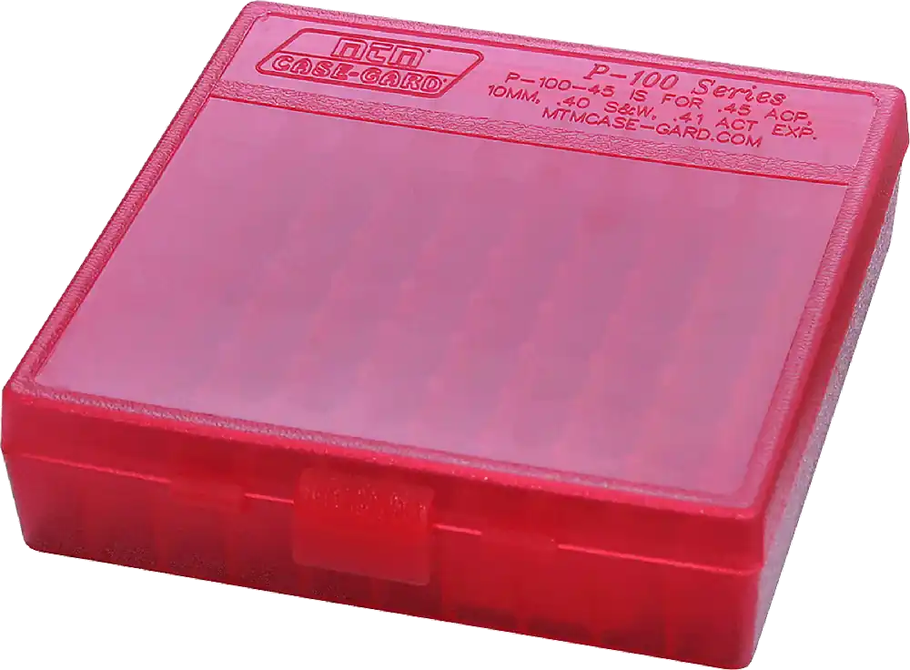MTM Case-Gard Ammo Box Flip-Top 100rd Multi-Caliber Handgun Red