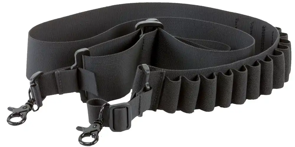 Aim Sports Deluxe Sling made of Black Nylon Webbing with Bandolier Design for Shotguns Holds up to 14 Shells