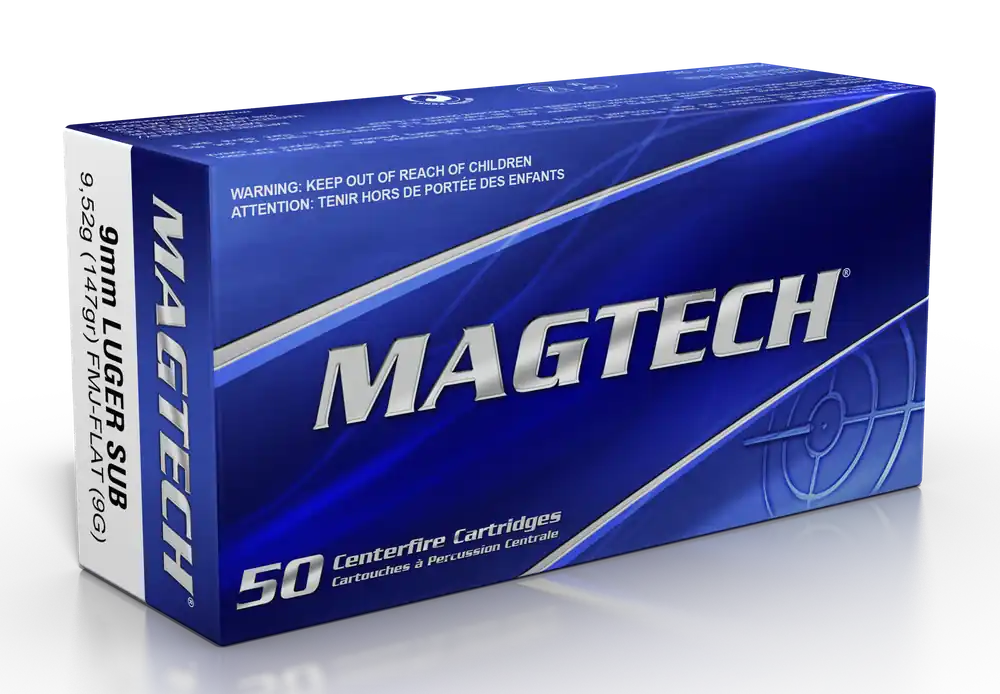 Magtech 9G Range/Training 9mm Luger 147 gr Full Metal Jacket Flat Subsonic 50 Bx/ 20 Cs