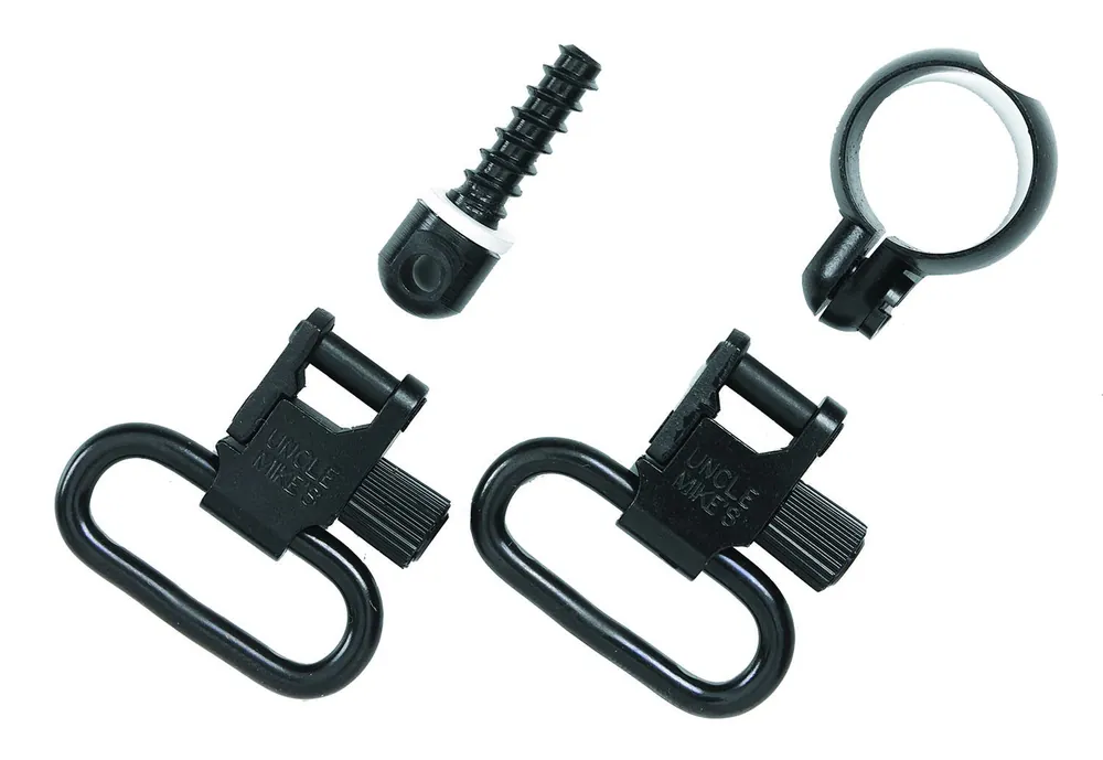 Uncle Mike‘s Full Band Swivel Set Black 1.25" Quick Detach Rifle Lever Winchester, Marlin Centerfire