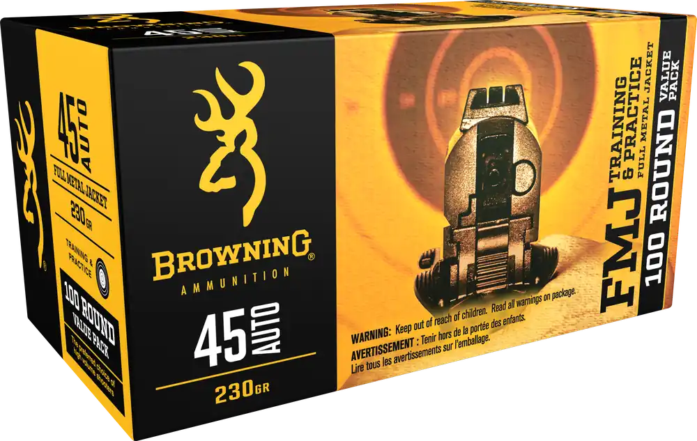 Browning Ammo Training & Practice 45ACP 230gr FMJ 100rd Box